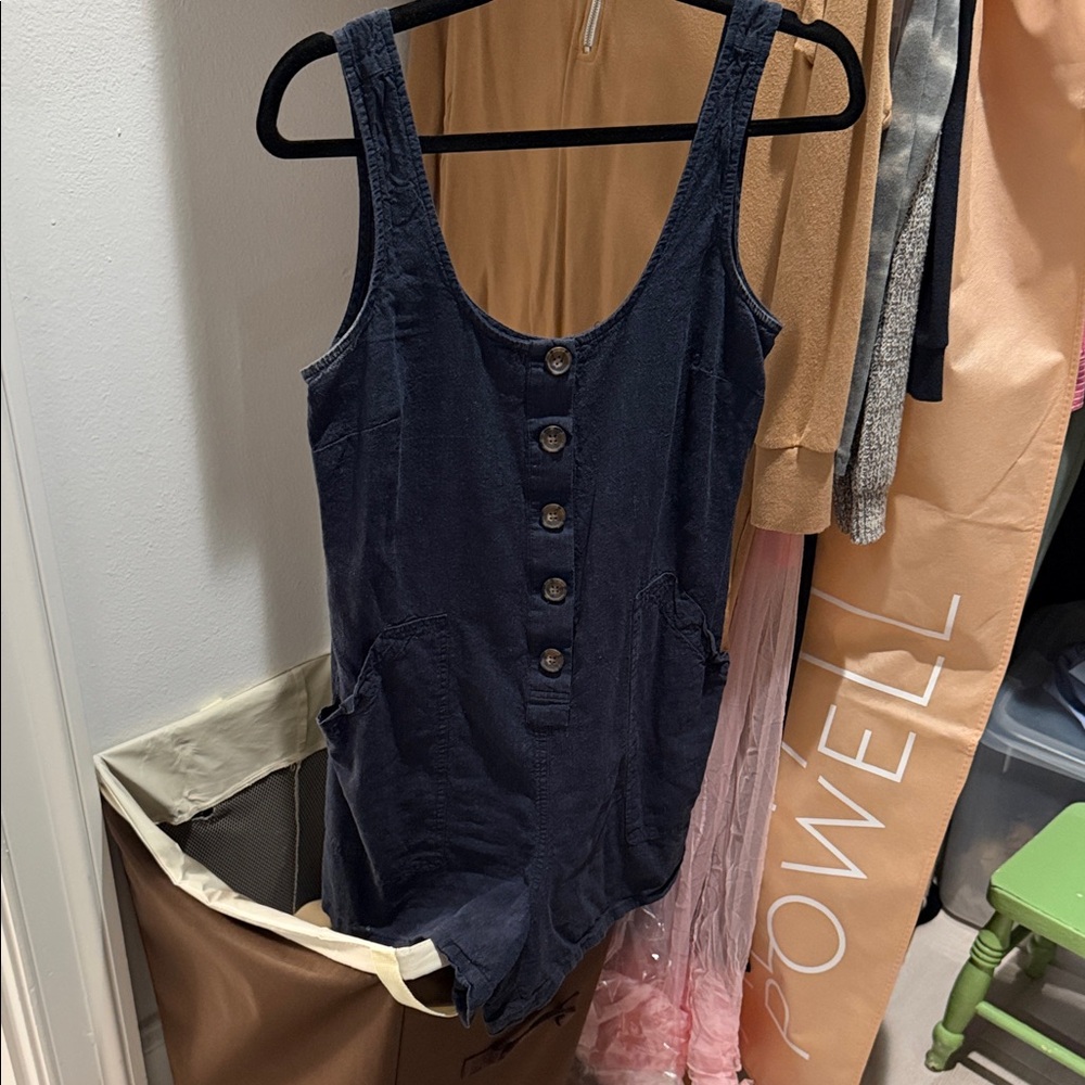 Women's Navy Button-Front romper